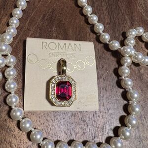 Vintage Roman Brand Gold and Red Pendant